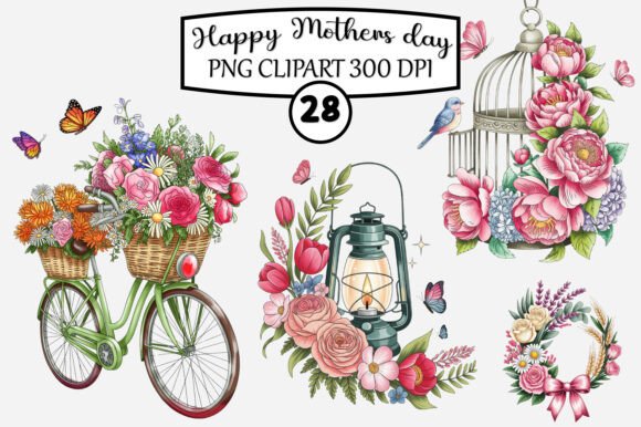 Download Happy Mother's Day Clipart Bundle - Mother's day Collection