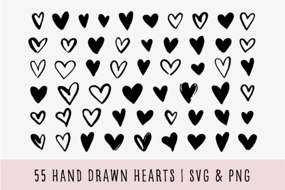 Download Hand Drawn Doodle Hearts Svg - Hand Collection