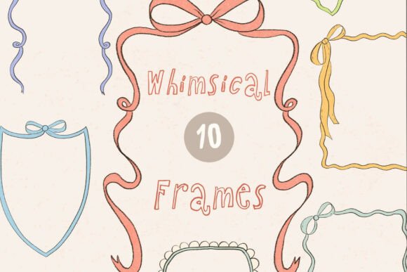 Download Hand Drawn Whimsical Ribbon Bow Frames - Hand Collection