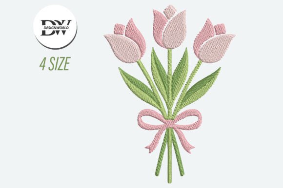 Download Pink Tulip Flower Embroidery Design - Premium Resources