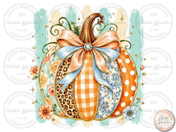 Download Striped Fall Pumpkin PNG Coquette Bow - Premium Resources