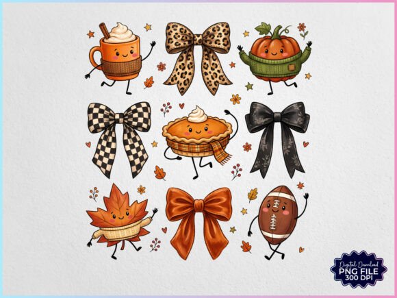 Download Fall Doodles Characters Coquette Bow PNG - Premium Bundle