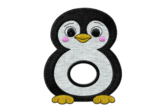 Download Cute Penguin Number 8 Digital Embroidery - Pen Collection