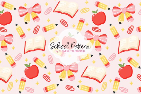 Download Cute Back to School Pencil Bow Pattern - Pen Collection