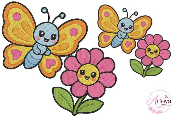 Download Butterfly and Flower Embroidery Design - Premium Resources