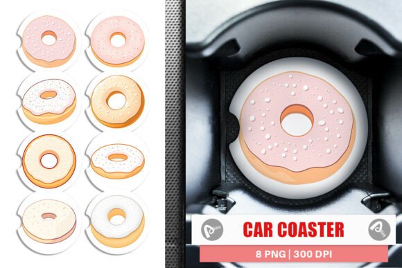 Download Car Coaster Powdered Donut - Premium Resources